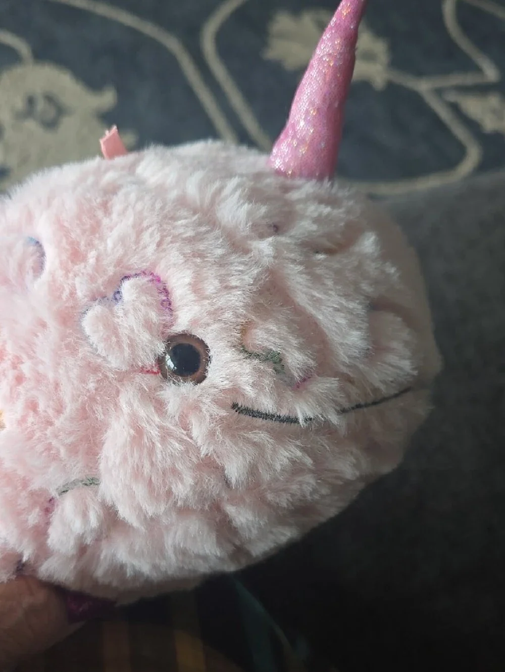 Sparkle Heart Pink Narwhal Plush Crossbody Bag with Gold Chain